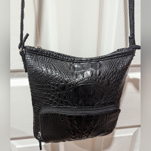 Marc Fisher Croc Embossed Crossbody Bag In Black - Picture 6 of 12